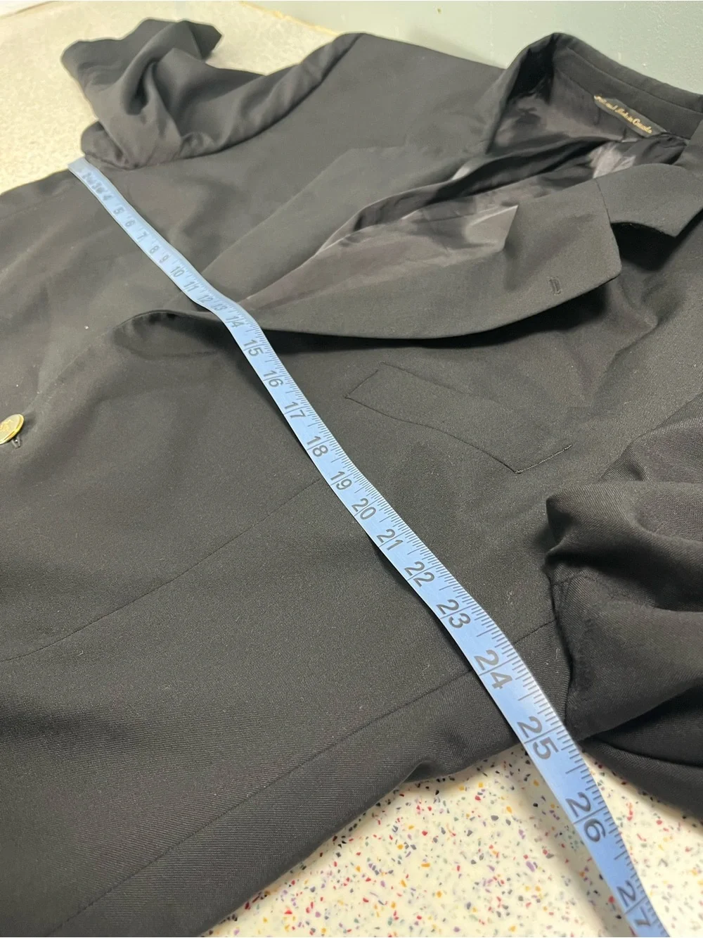 Vintage Burberry Men's Classic Blazer Black Wool Gold Buttons Size 50S